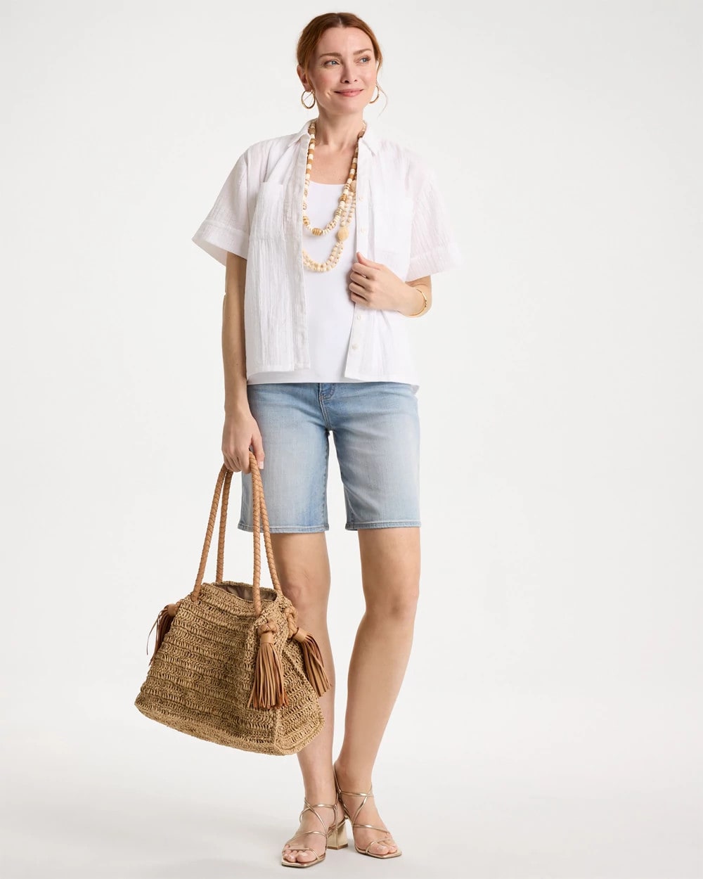 Chico's | Cotton Gauze Camp Shirt/ Alabaster