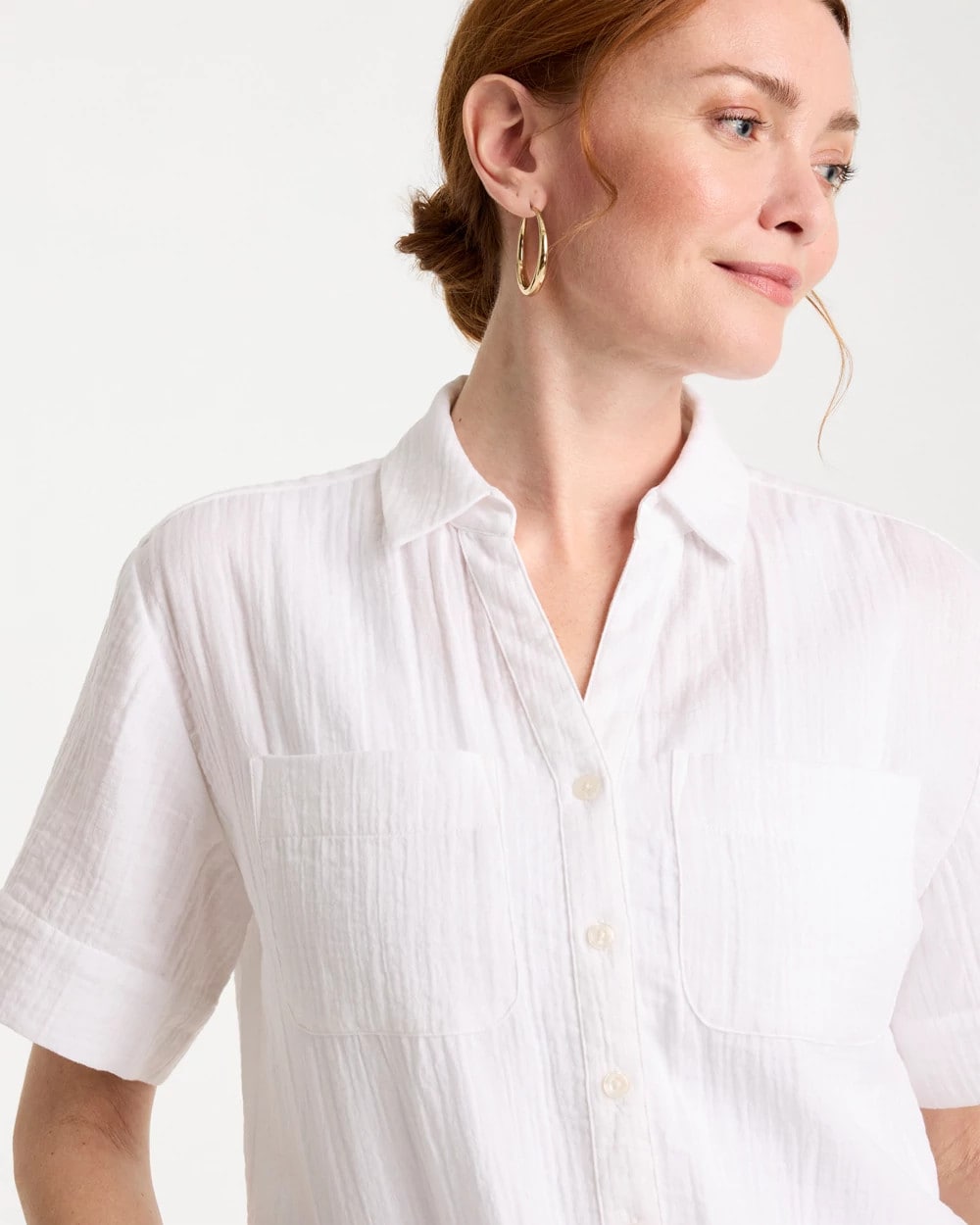 Chico's | Cotton Gauze Camp Shirt/ Alabaster