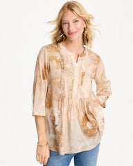 Chico's | Cotton-Blend Pintuck Tunic/ Sandstone