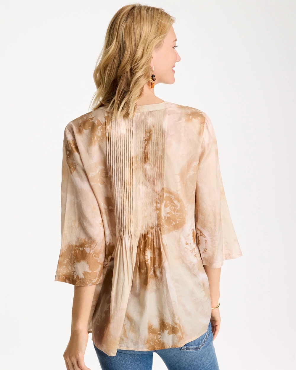 Chico's | Cotton-Blend Pintuck Tunic/ Sandstone