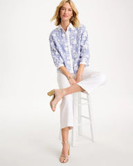 Chico's | Cotton 3D Embroidered Striped Shirt/ Alabaster