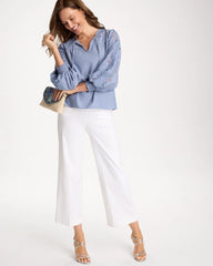 Chico's | Chambray Lace Tie-Front Blouse/ Washed Indigo