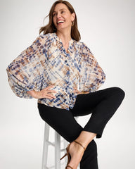 Chico's | Georgette Printed Blouse/ Passport Blue