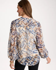 Chico's | Georgette Printed Blouse/ Passport Blue