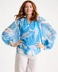 Chico's | Georgette Printed Blouse/ Blue Tide
