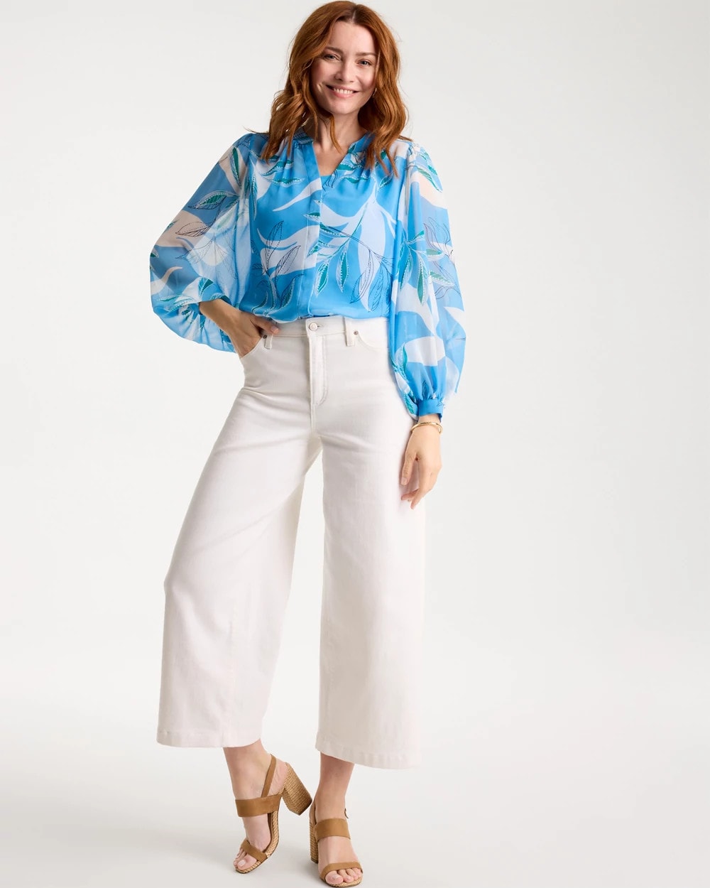 Chico's | Georgette Printed Blouse/ Blue Tide
