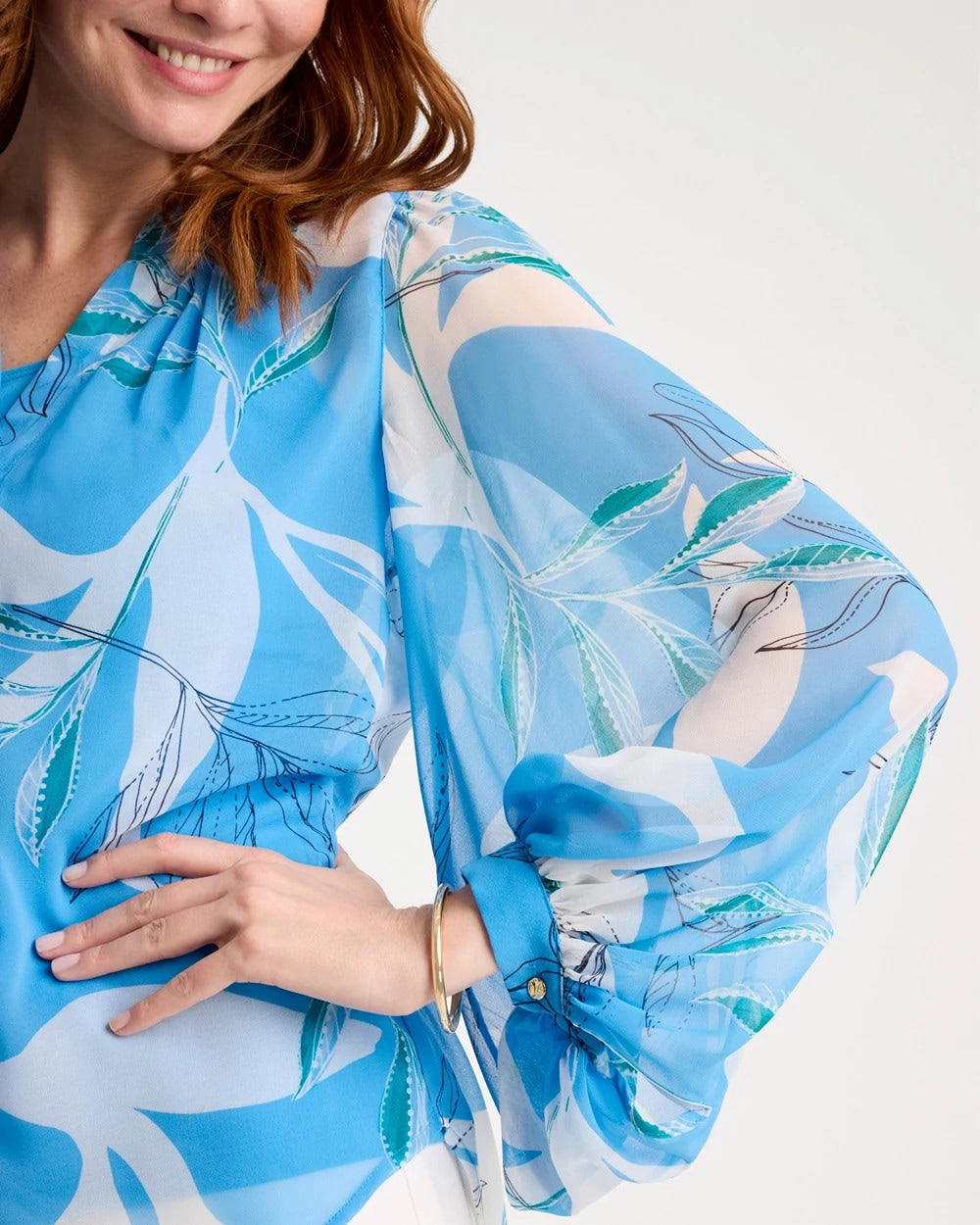 Chico's | Georgette Printed Blouse/ Blue Tide