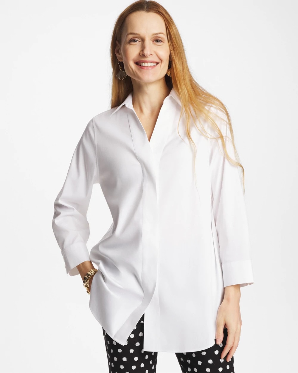 Chico's | No Iron™ Stretch Splitneck Tunic/ Optic White