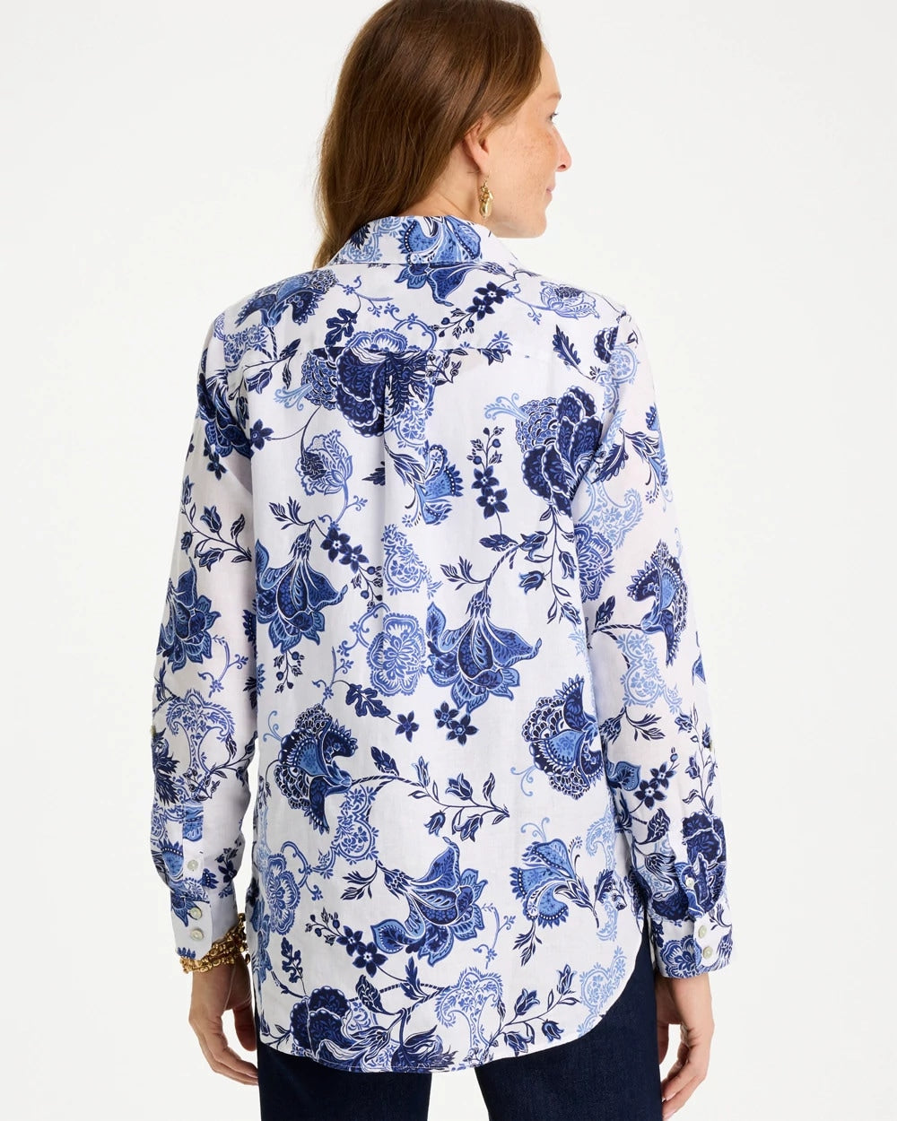 Chico's | No Iron™ Linen Bloom Shirt/ Amparo Blue