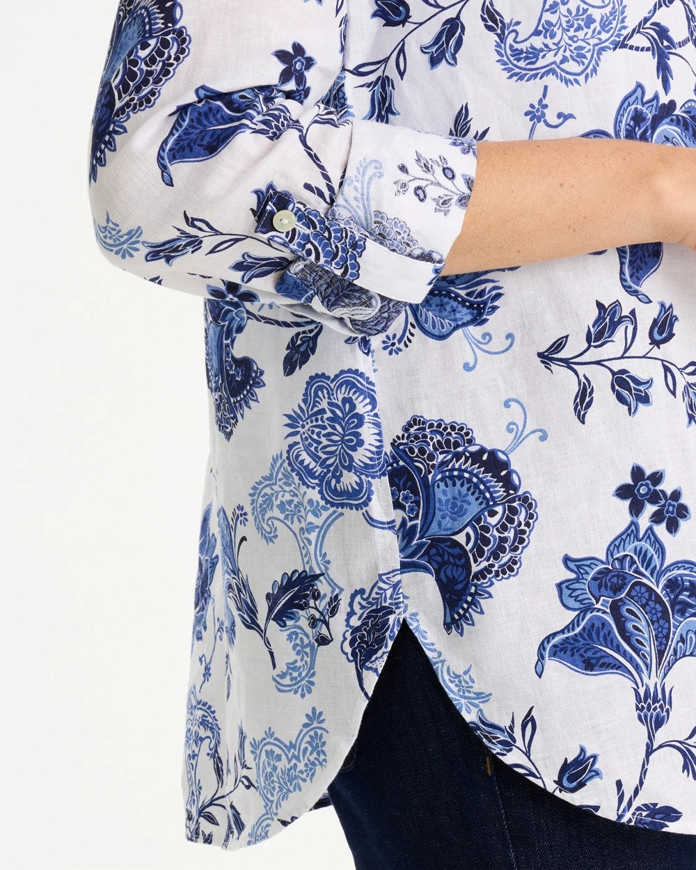 Chico's | No Iron™ Linen Bloom Shirt/ Amparo Blue