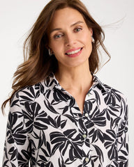Chico's | No Iron™ Linen Palm Shirt/ Black