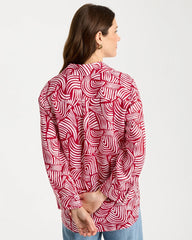Chico's | No Iron™ Linen Geo Print Shirt/ Cherry Lush