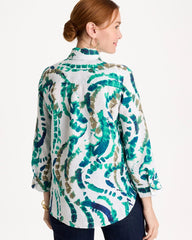 Chico's | No Iron™ Athena Dye Linen Shirt/ Passport Blue