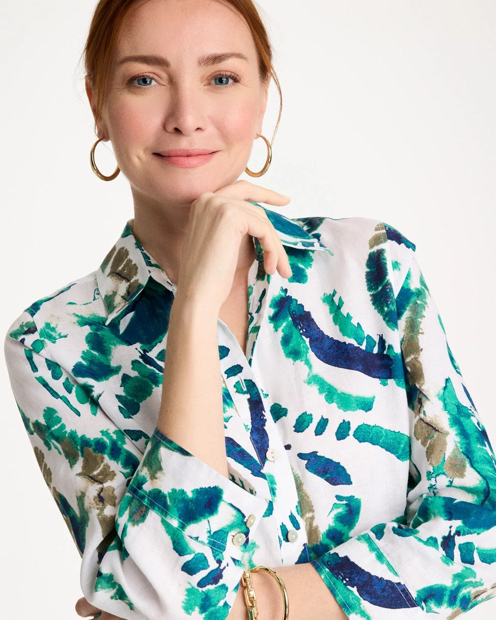 Chico's | No Iron™ Athena Dye Linen Shirt/ Passport Blue