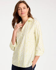 Chico's | Chevron No Iron Stretch Shirt/ Soft Lime