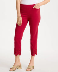 Chico's | Petite Brigitte™ Slim Scalloped Ankle Pants/ Cherry Lush