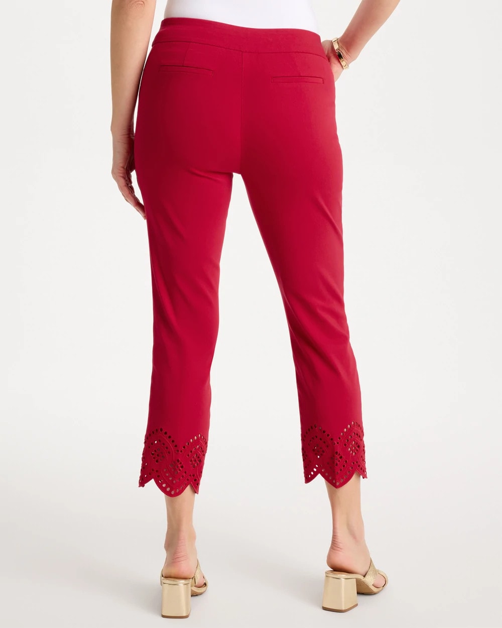 Chico's | Petite Brigitte™ Slim Scalloped Ankle Pants/ Cherry Lush