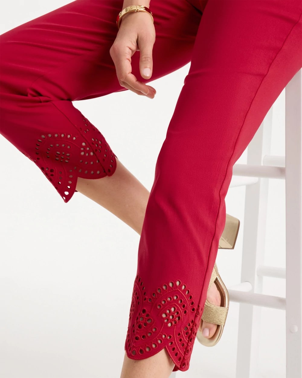 Chico's | Petite Brigitte™ Slim Scalloped Ankle Pants/ Cherry Lush