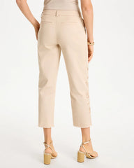 Chico's | Relaxed Embroidered Fray Crop Pant/ Pale Sand