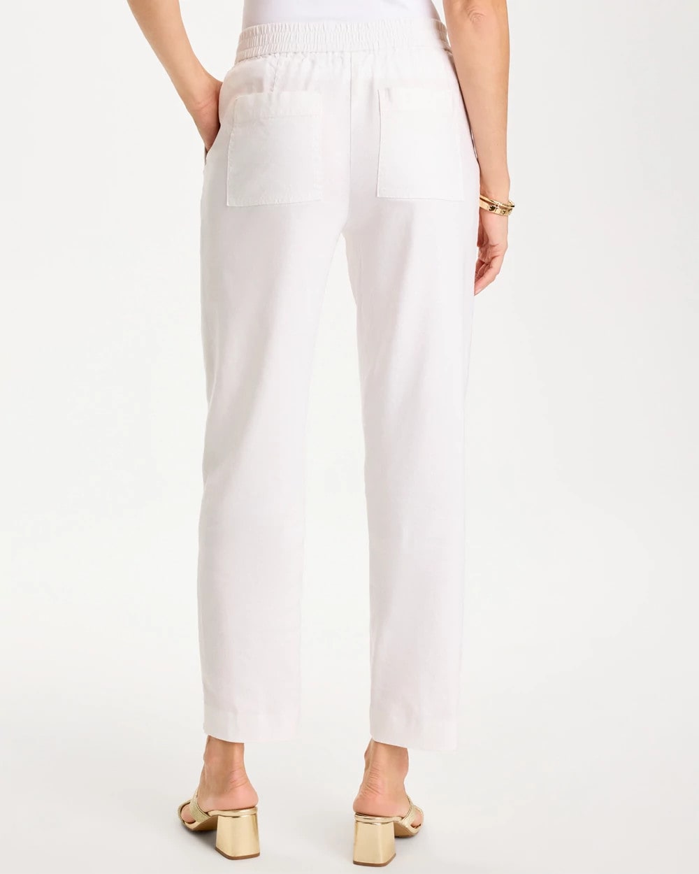 Chico's | Soft-Stretch Linen Straight Tapered Ankle Pants/ Alabaster