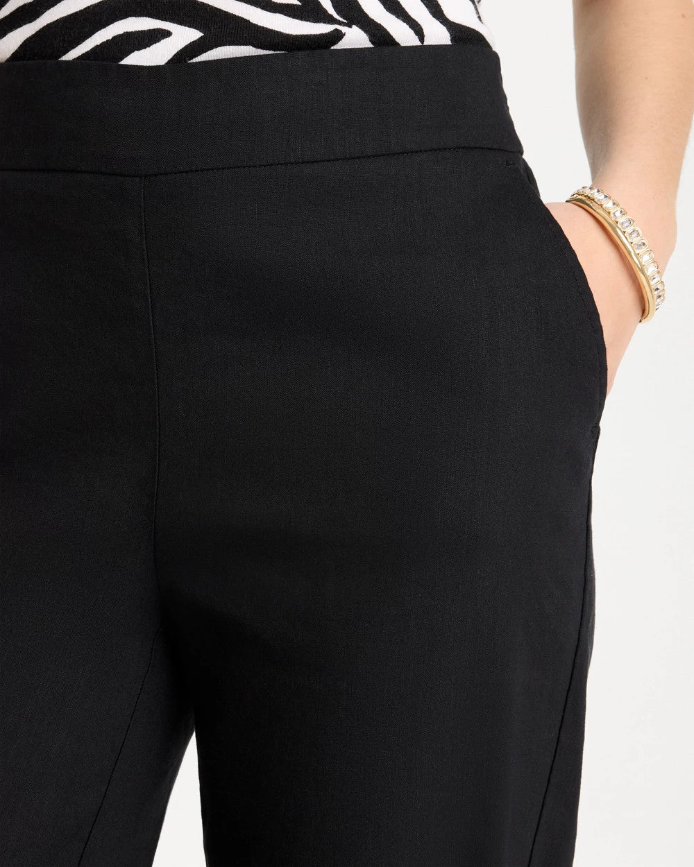 Chico's | Pull-On Wide-Leg Linen Pants/ Black