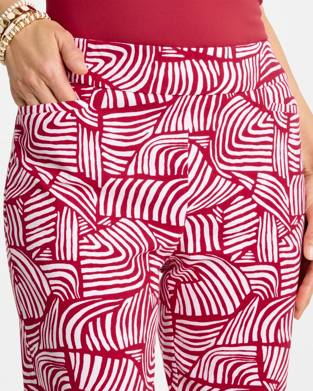 Chico's | Brigitte™ Slim Geo Pull-On Capri Pant/ Cherry Lush
