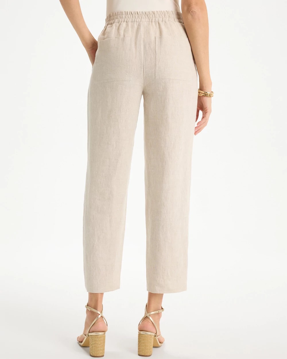 Chico's | Linen Straight Tapered Ankle Pants/ Oatmeal