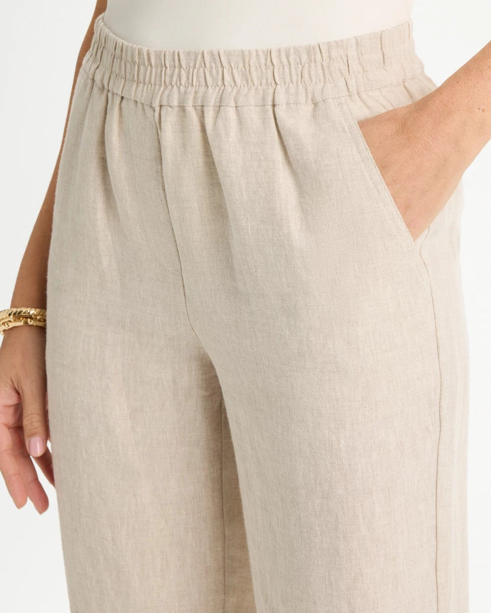 Chico's | Linen Straight Tapered Ankle Pants/ Oatmeal
