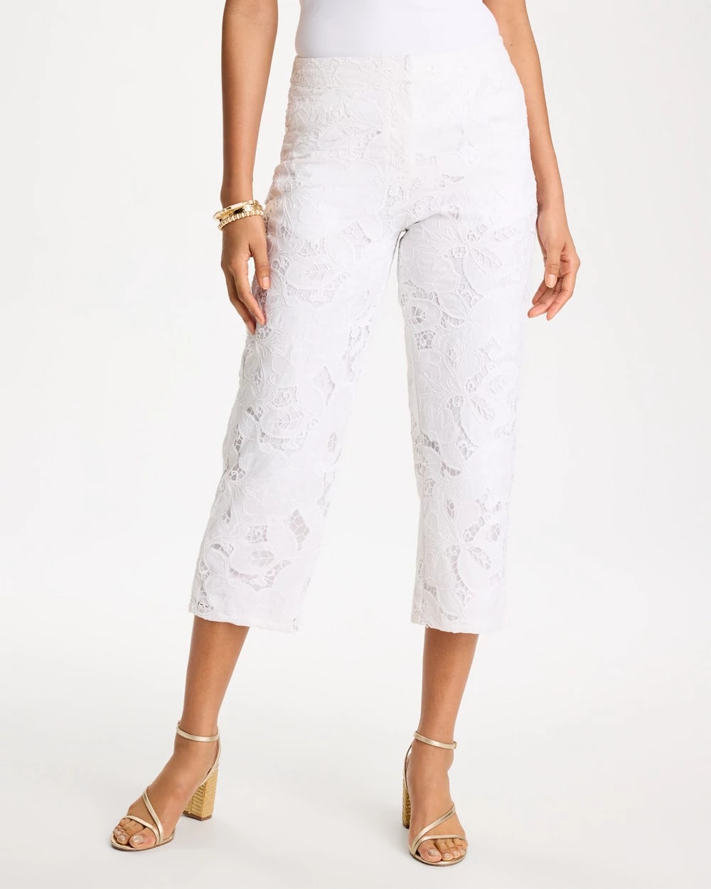 Chico's | Lace Cropped Pants/ Alabaster
