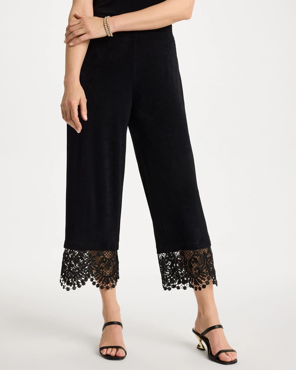 Chico's | Travelers™ Lace Trim Cropped Pants/ Travelers Black