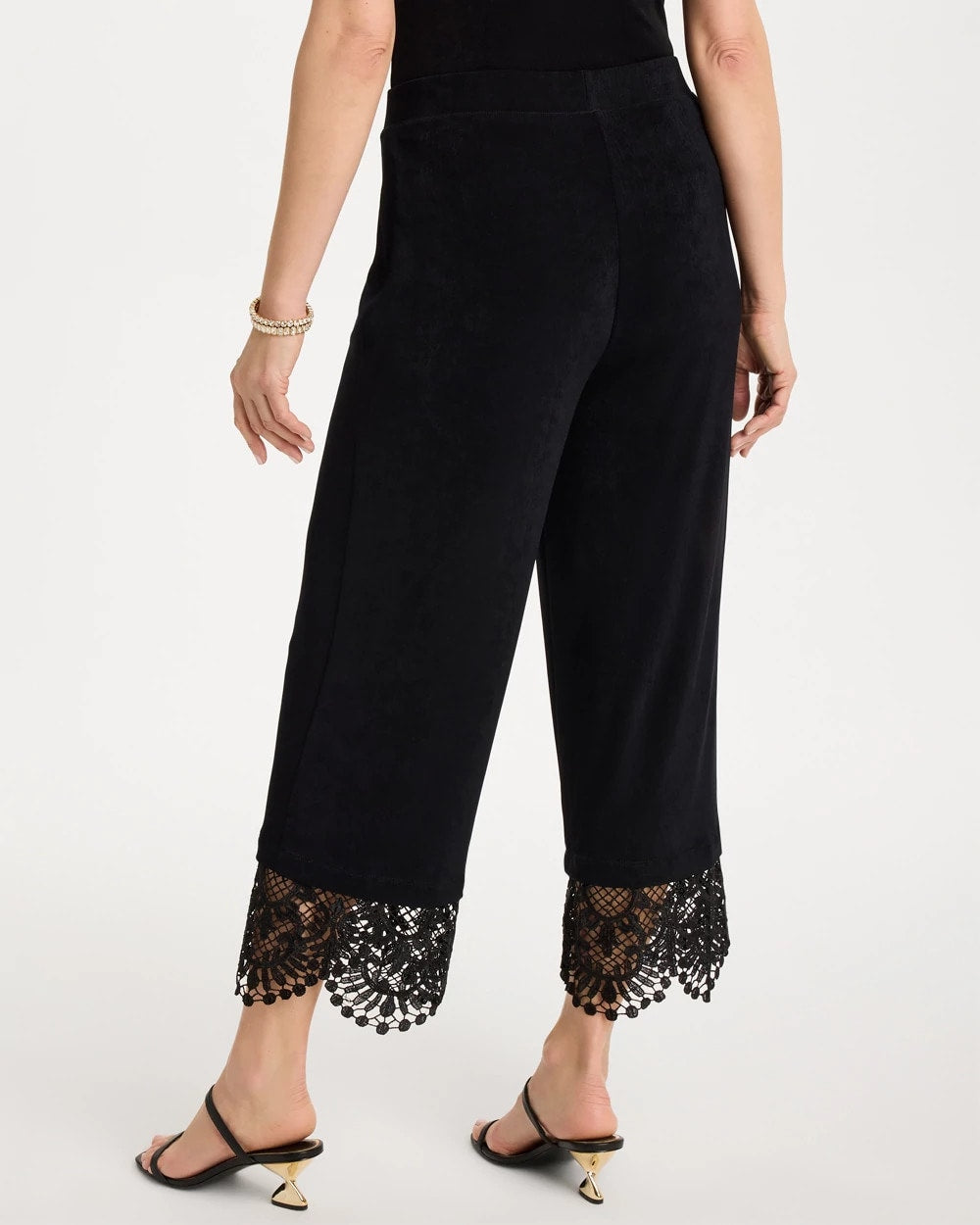 Chico's | Travelers™ Lace Trim Cropped Pants/ Travelers Black