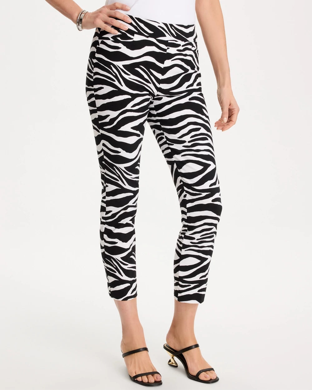 Chico's | Zebra Brigitte™ Slim Pull-On Crop Pant/ Black