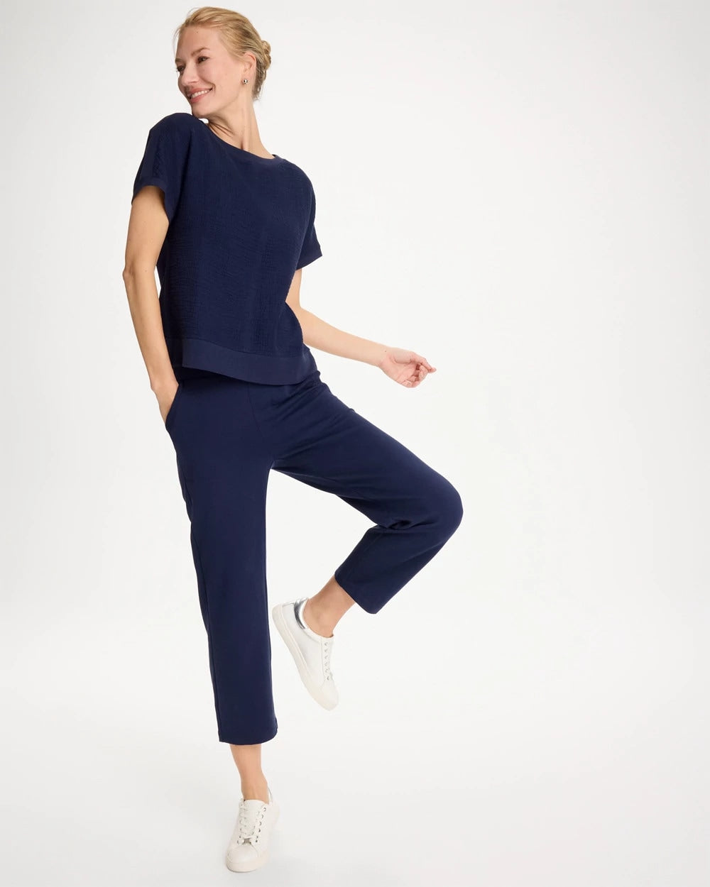 Chico's | Zenergy® French Terry Cropped Pants/ Passport Blue