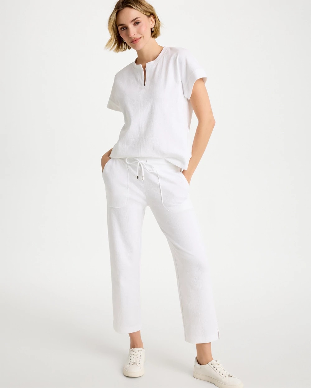 Chico's | Zenergy® Crosshatch Knit Cropped Pants/ Alabaster