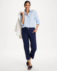Chico's | Relaxed Linen Crop Pant/ Passport Blue