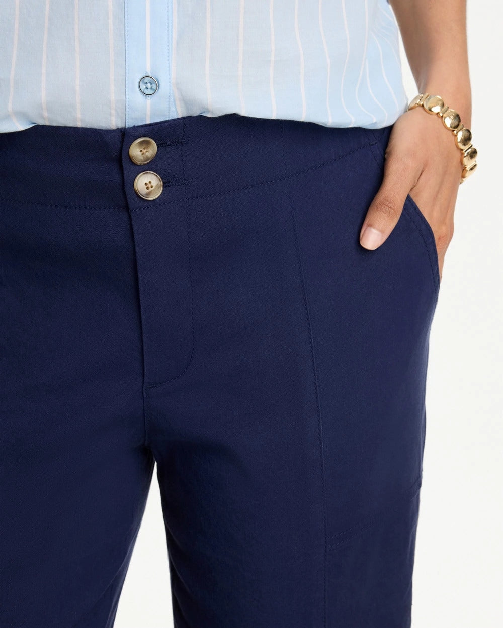 Chico's | Relaxed Linen Crop Pant/ Passport Blue