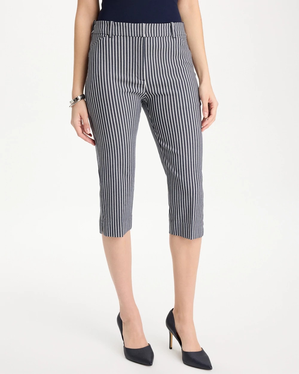 Chico's | Emme Slim Striped Capri Pants/ Indigo