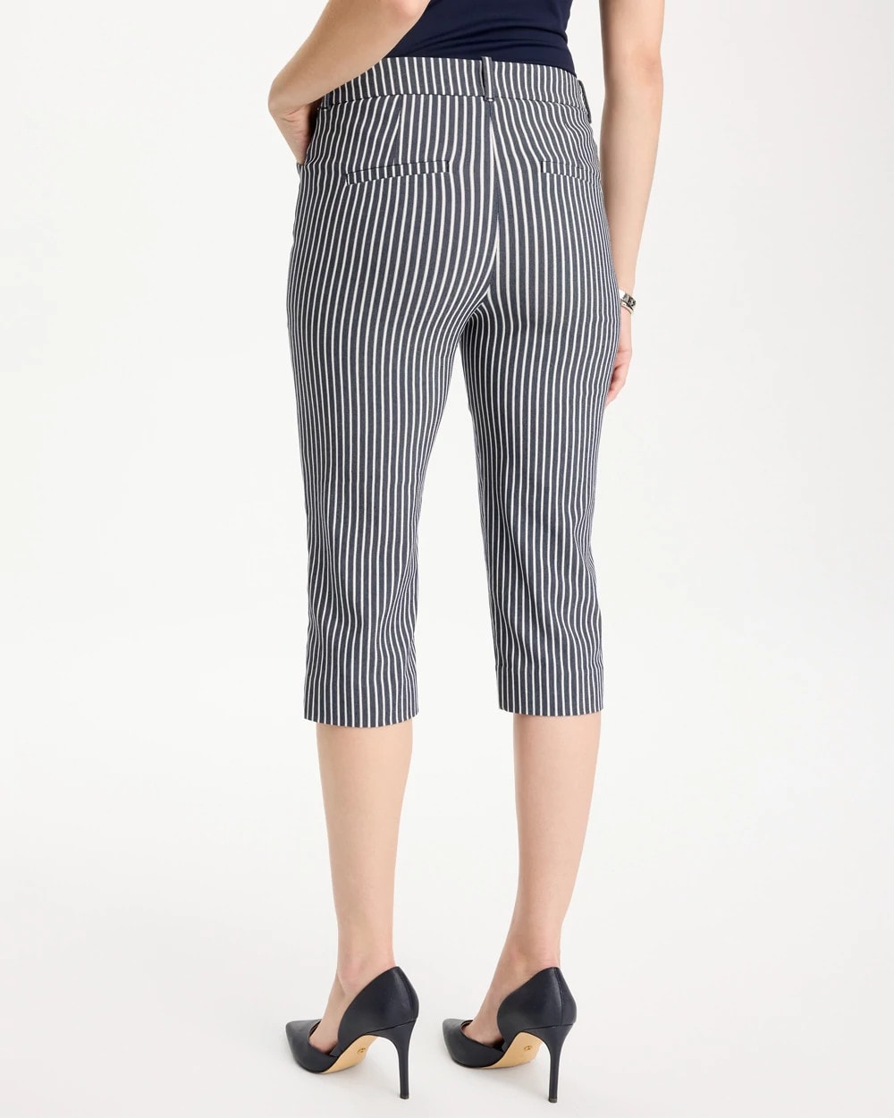 Chico's | Emme Slim Striped Capri Pants/ Indigo