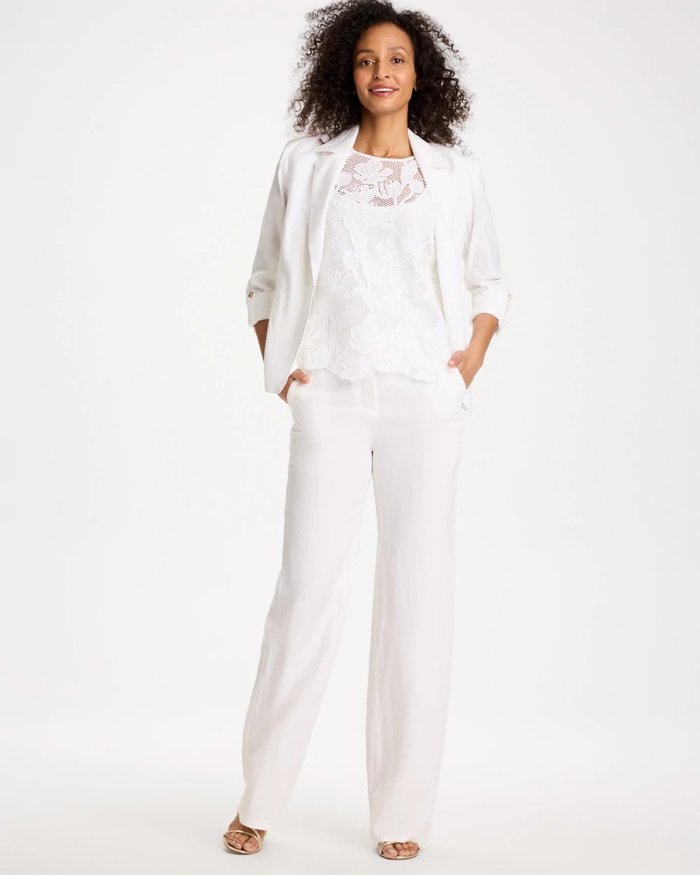 Chico's | Straight-Leg Linen Pants/ Alabaster