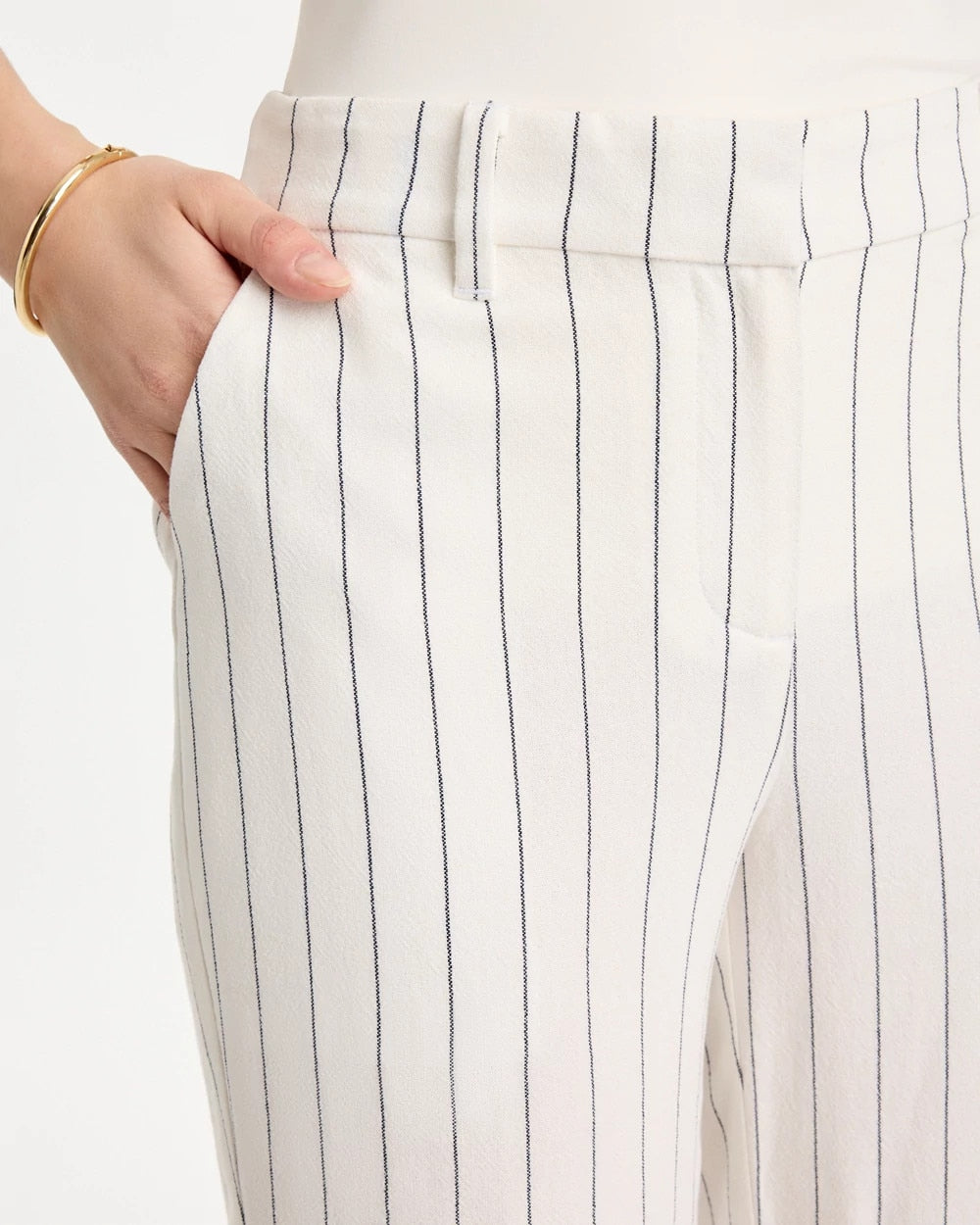 Chico's | Striped Linen Wide-Leg Ankle Pants/ Ecru