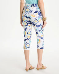 Chico's | Brigitte™ Slim Handpainted Pull-On Capri/ Passport Blue