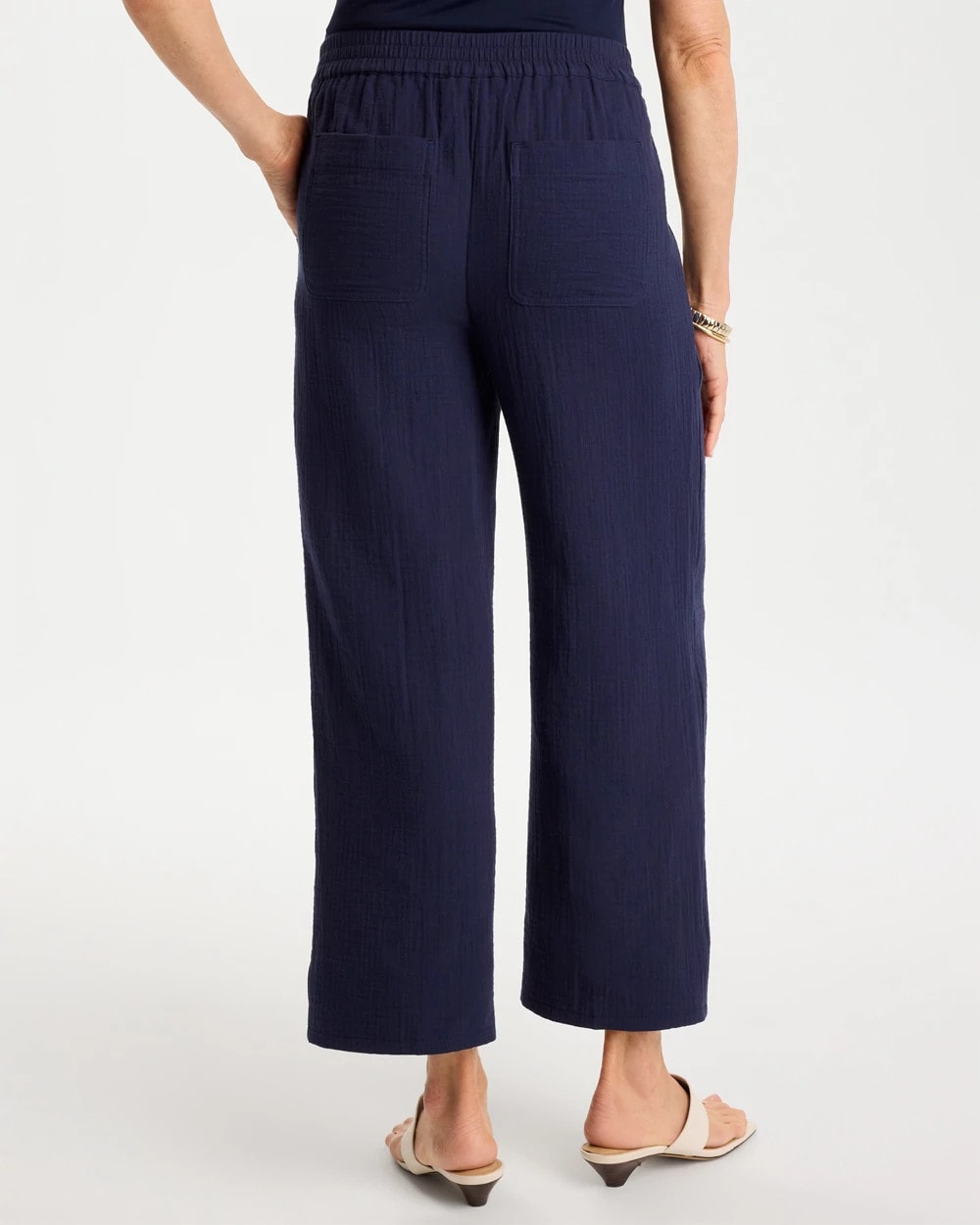 Chico's | Cotton Gauze Tapered Crop Pant/ Passport Blue