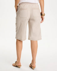 Chico's | Poplin Cotton Roll-Tab Shorts/ Smokey Taupe