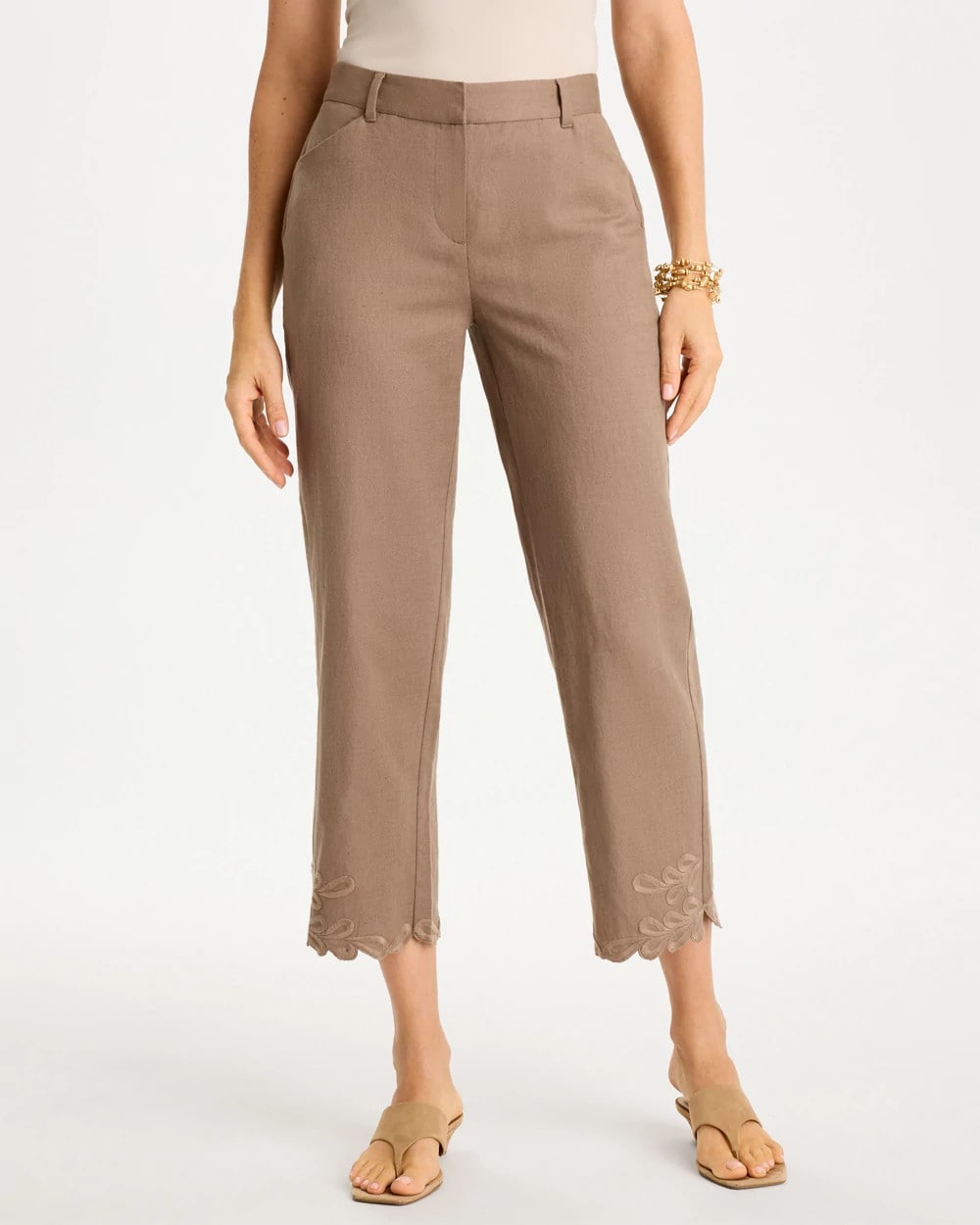 Chico's | Linen Fly Front Pants/ Topaz Smoke