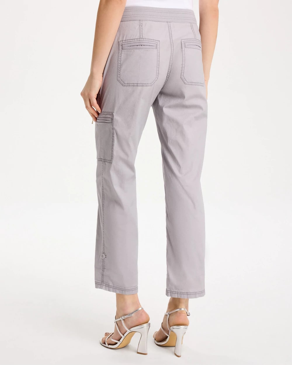 Chico's | Poplin Cropped Roll Tab Pants/ Titanium