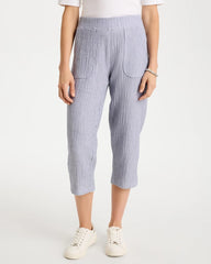 Chico's | Zenergy® Striped Gauze Cropped Pants/ Blue