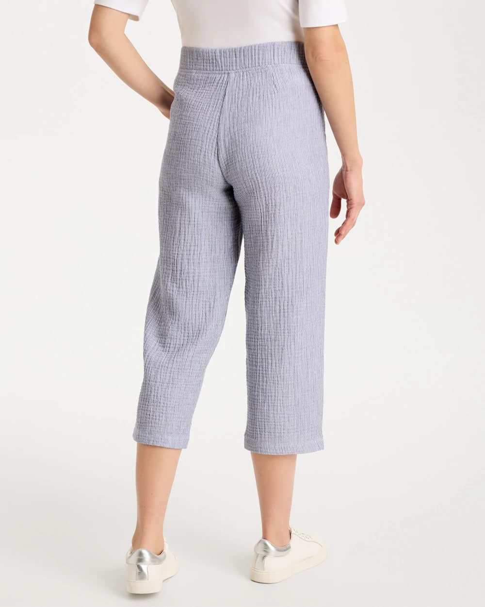 Chico's | Zenergy® Striped Gauze Cropped Pants/ Blue