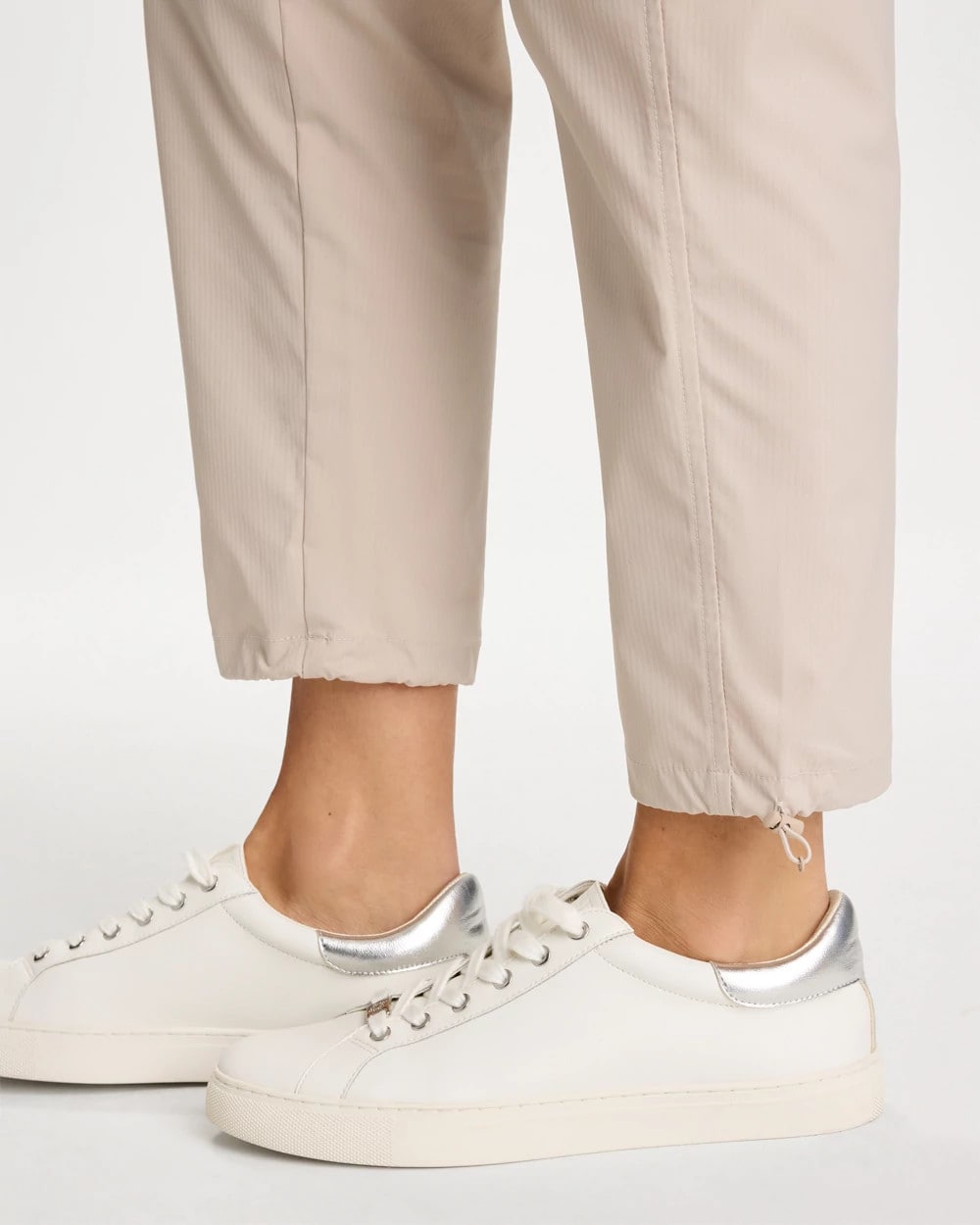 Chico's | Zenergy® Striped UPF Bungee Crop Pants/ Smokey Taupe