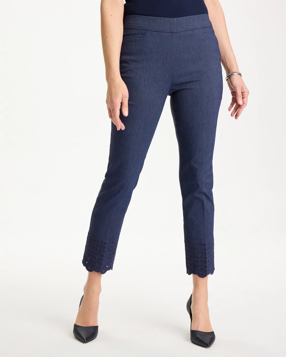Chico's | Brigitte™ Slim Embroidered Pull-On Crop Pant/ Indigo