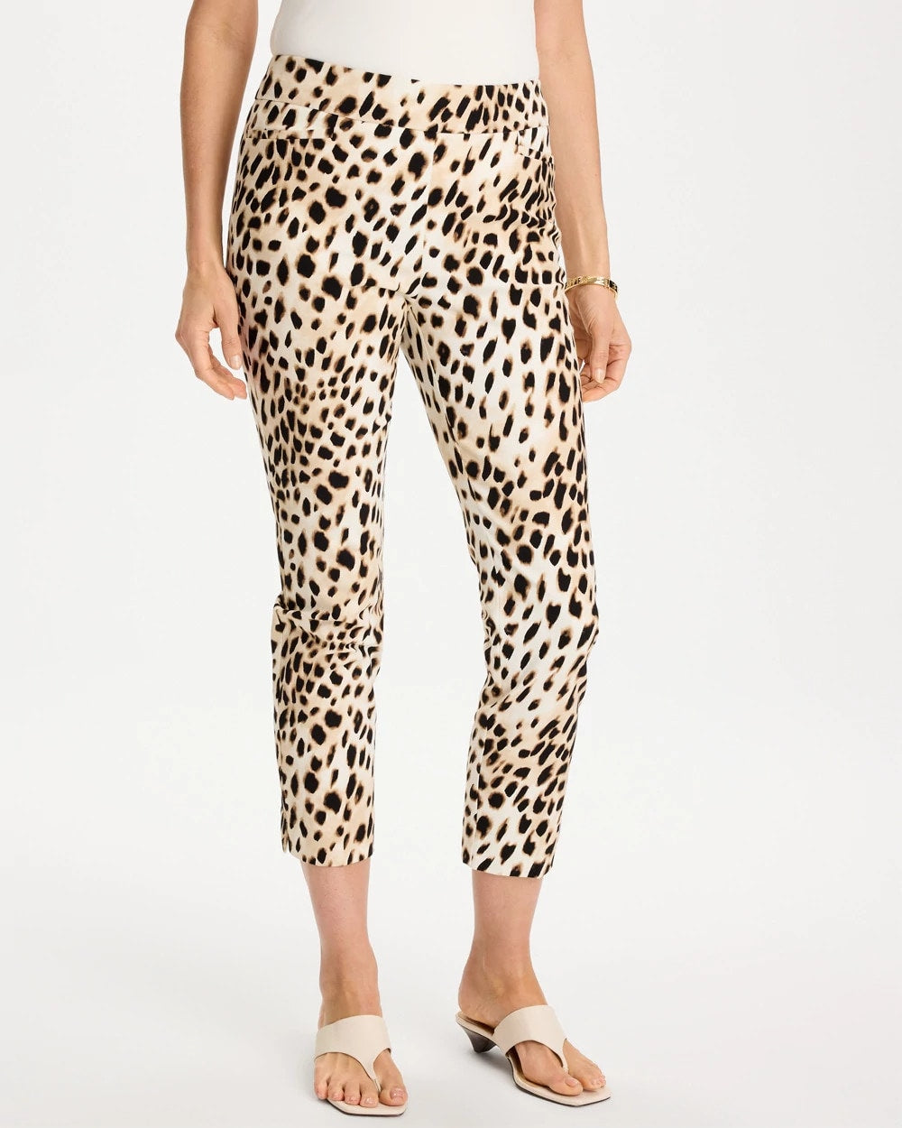 Chico's | Animal Print Brigitte™ Slim Pull-On Crop Pant/ Black